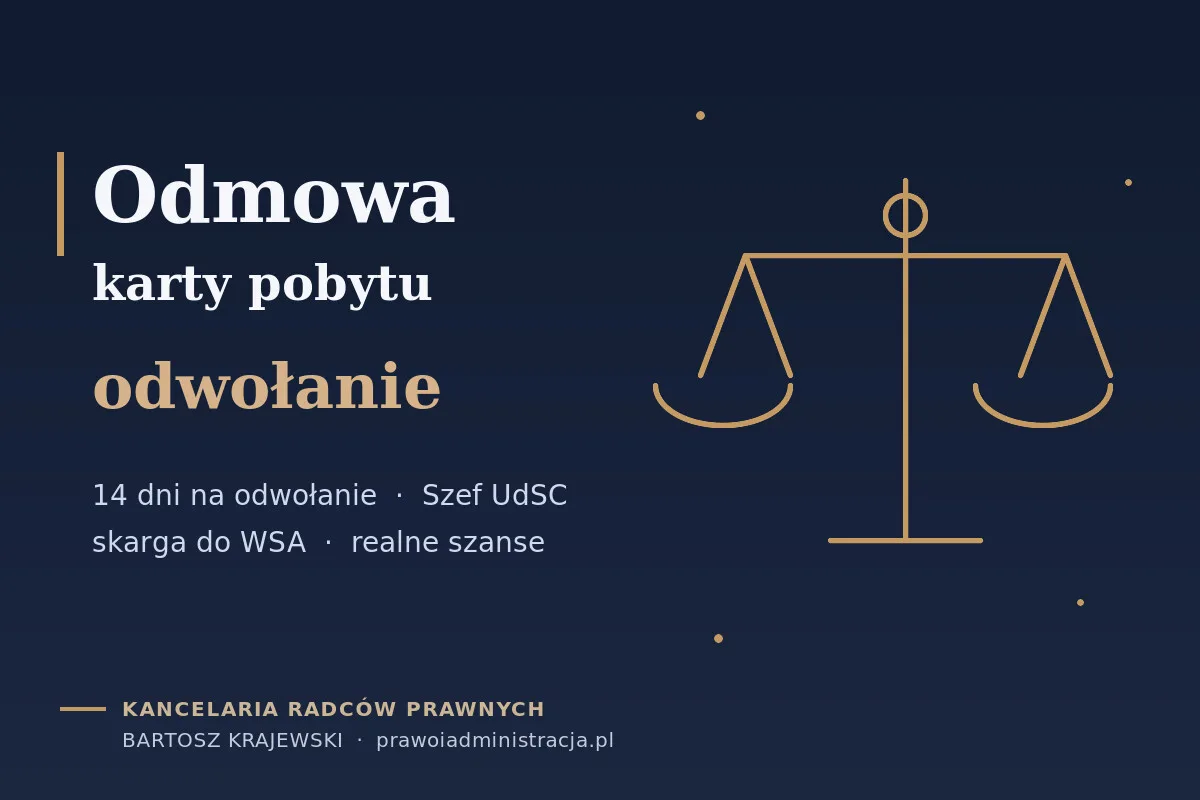 Odmowa karty pobytu — co dalej? Odwołanie do Szefa UdSC i skarga do WSA