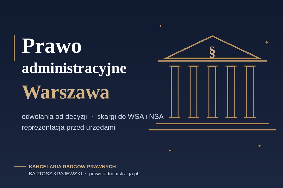 Kancelaria prawa administracyjnego Warszawa — odwołanie od decyzji i skarga do WSA